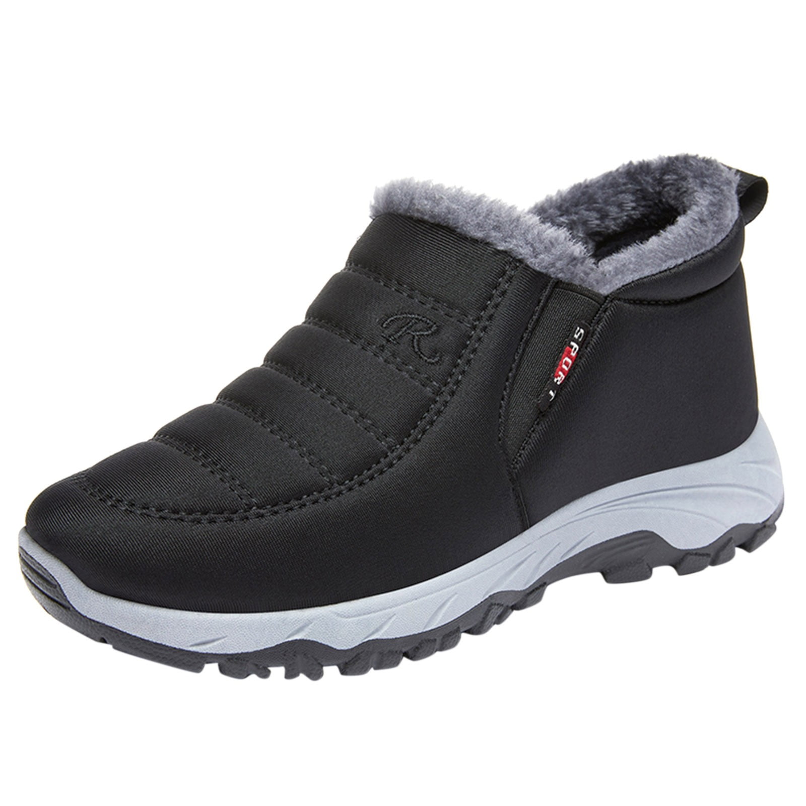 Gyexs Womens Snow Boots Winter Warm Sheepskin-Lined Orthopedic Shoes on Ankle Sneakers with Arch Support Lightweight Waterproof Fuzzy Booties Outdoor Hiking Shoes, Black, Size 8.5