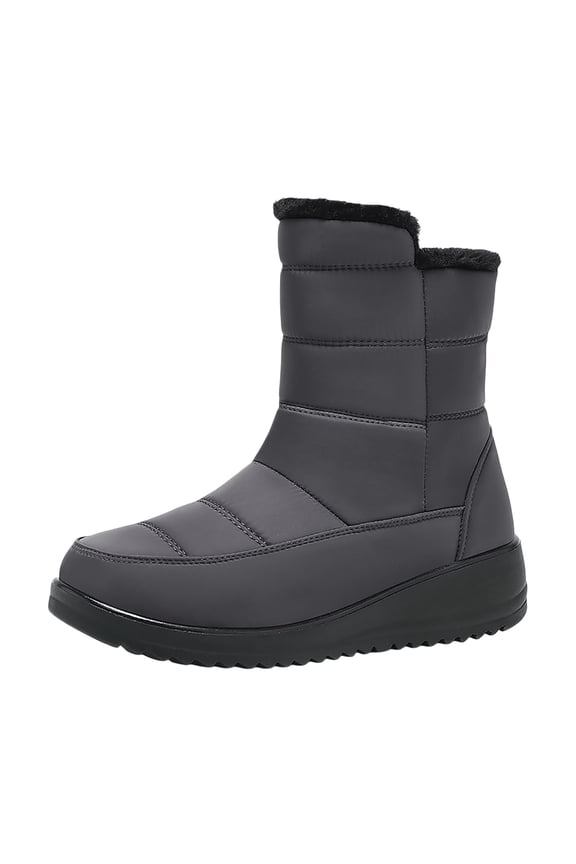 Womens Snow Boots, Womens Winter Shoes Dressy Casual, Orthotic Technology, Button, Rain, Split Toe, Sportswear, Grey, Size 7