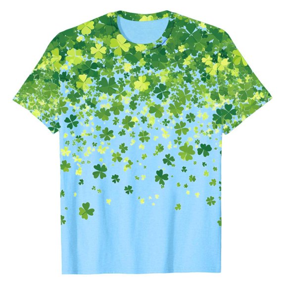 Gyexs Womens St Patricks Day Tshirts Funny Patty's Clover T Shirt Funny Dandelion Heart Graphic Tee Tops Summer Clothing Sky Blue & Size M