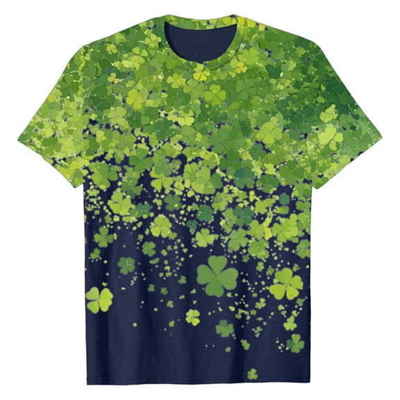 Gyexs Womens St Patricks Day Tshirts Funny Patty's Clover T Shirt Funny Novelty Graphic Tees Shirt Women's Clothing Navy & Size L