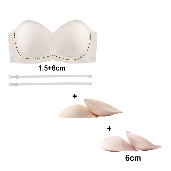 Gyexs Womens Strapless Bandeau Bra Non Bras Push Up Wireless Padded Bras Supportive Seamless Bra Comfortable Tube Bra #WH2