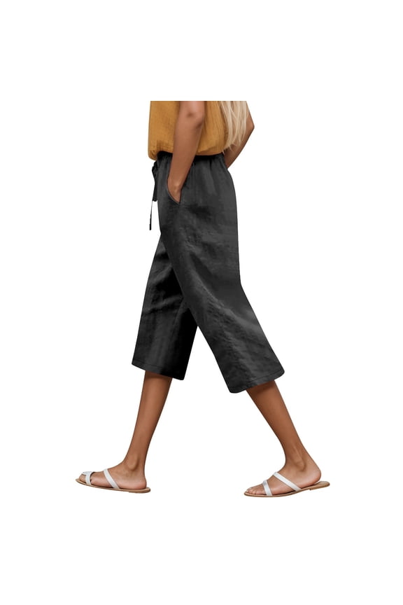 Womens Summer Bermuda Linen Shorts Knee Length Lightweight Loose Summer Casual Shorts with Pockets Dark Gray