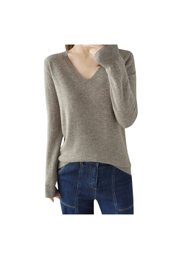 Womens Sweaters Fall Winter Soft Round Neck Long Sleeve Wool Sweater Warm Soft Wool Seamless Pullover Christmas Sweater Z01 Khaki & Size XXL