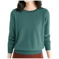 thumbnail image 1 of Gyexs Womens Sweaters Fall Winter Soft Round Neck Long Sleeve Wool Sweater Warm Soft Wool Seamless Pullover Christmas Sweater Z02 Green & Size S, 1 of 7