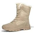 thumbnail image 1 of Gyexs Womens Waterproof Lace up Winter Snow Boots Comfortable High Top Warm Furry Lined Outdoor Lightweight Mid-Calf Booties for Walking Hiking, Khaki, Size 7.5, 1 of 8