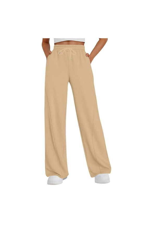 Womens Wide Legs Sweatpants Wide Leg Loose Loungewear Pants Loose Wide Leg Palazzo Trousers Womens Fall Fashion 2025, Beige, Size M