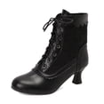 thumbnail image 1 of Gyexs Womens Winter Boots 70s Lace Up Boots Pointed Toe Chunky Heel Ankle Boots Wingtip Closed Toe Block Chunky Mid Heel Shoes Black Size 9, 1 of 9