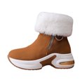 thumbnail image 1 of Gyexs Womens Winter Snow Boots Pointed Toe High Heel Winter Short Boots Comfortable Side Zipper Platform Sneakers Booties, Brown, Size 8, 1 of 8