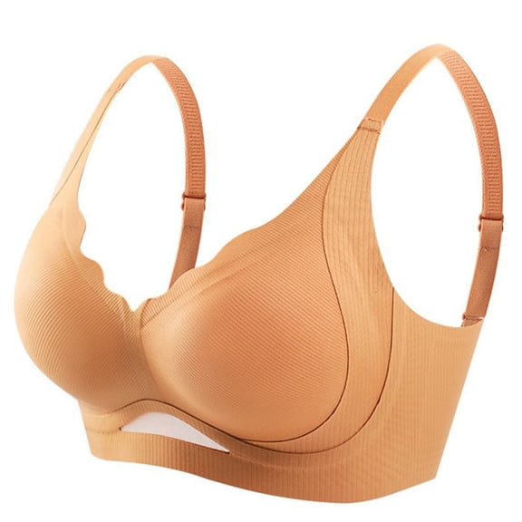 Gyexs Womens Wireless Bras Scalloped Push Up Bralettes No Underwire Supportive Tshirt Bra Seamless Comfortable Everyday Bras #Gold
