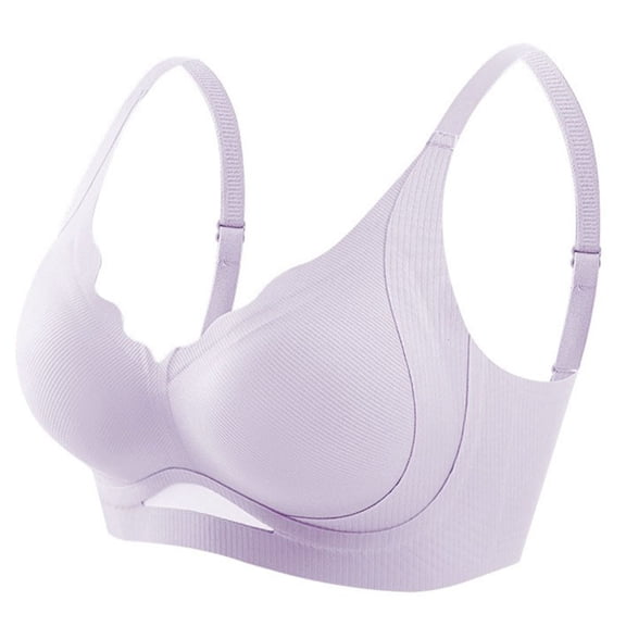 Gyexs Womens Wireless Bras Scalloped Push Up Bralettes No Underwire Supportive Tshirt Bra Seamless Comfortable Everyday Bras #Purple