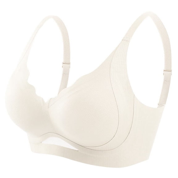 Gyexs Womens Wireless Bras Scalloped Push Up Bralettes No Underwire Supportive Tshirt Bra Seamless Comfortable Everyday Bras #White