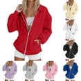 thumbnail image 1 of Gyexs Womens Zip Up Hoodies 2025 Fall Winter Trendy Long Sleeve Hooded Sweatshirts Long Sleeve Comfy Casual Y2k Jacket, Purple, Size XL, 1 of 6