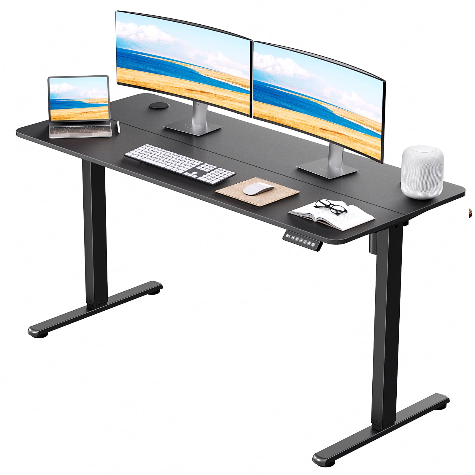 Gylador Electric Standing Desk, 55''x24'' Height Adjustable Desk with Memory Preset, Stand up Desk with Electric Lift, Electric Desk for Home, Computer Desk, Office Desk, 2 Boards, Black