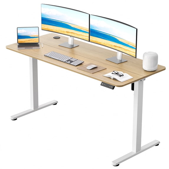 Gylador Electric Standing Desk, 55''x24'' Height Adjustable Desk with Memory Preset, Stand up Desk with Electric Lift, Electric Desk for Home, Computer Desk, Office Desk, 2 Boards, Oak