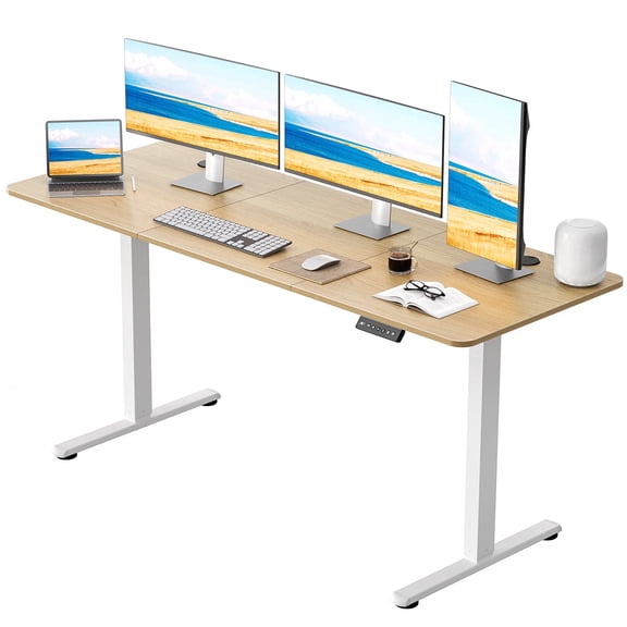 Gylador Electric Standing Desk, 63''x24'' Height Adjustable Desk with Memory Preset, Stand up Desk with Electric Lift, Electric Desk for Home, Computer Desk, Office Desk, 3 Boards, Oak