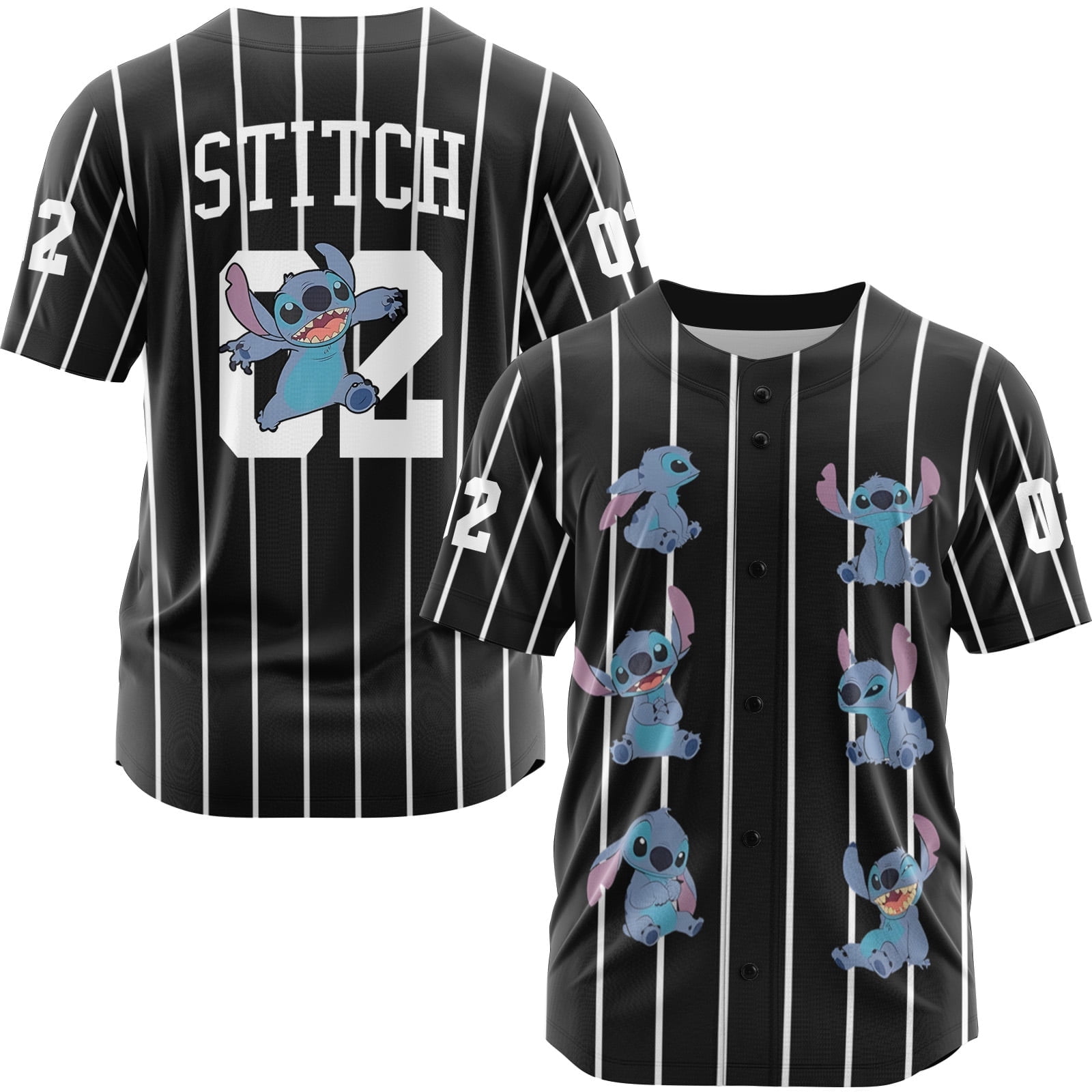 Gyloekum Cartoon Stitch Shirt - Ladies Classic cartoon Stitch Baseball Jersey for Lilo®-Stitch Mesh Jersey 2XL