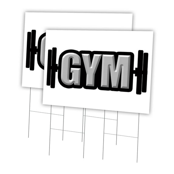 Gym 2 Pack Of 24" x 36" Yard Sign & Stake | Advertise Your Business | Stake Included Image On Front Only | Made in The USA
