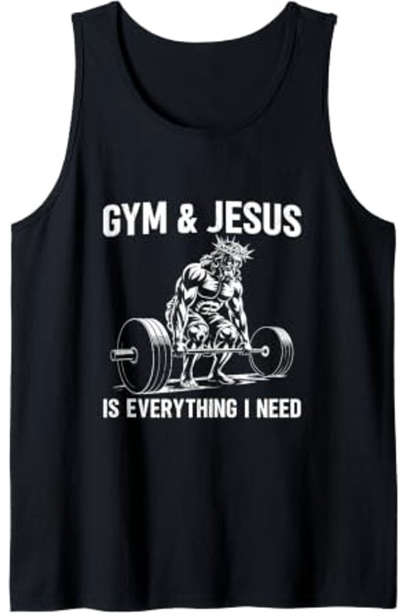 Gym And Jesus Christian Weight Lifting Tank Top Size S-3XL