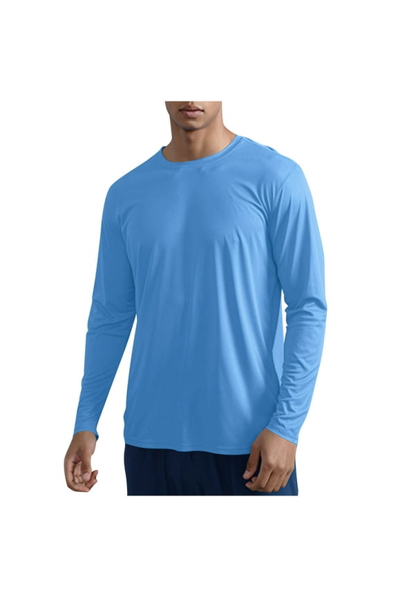 Gym Athletic Tops For Mens Quick Dry Absorb Sweat Shirts Scooped Neck Long Sleeve Tops Plain Classic Blouses Pullover Sweater Blouses Hiking Outdoor Track Blouses Gym Clothes