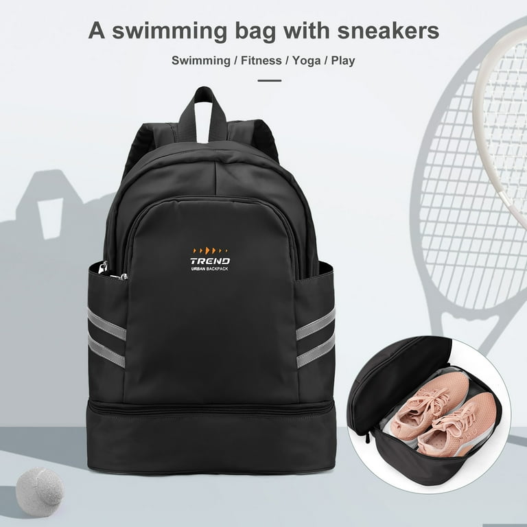 Gym Backpack For Women Men Waterproof Backpack With Shoe Compartment Lightweight Backpack Sports Backpack Small Gym Bag Black