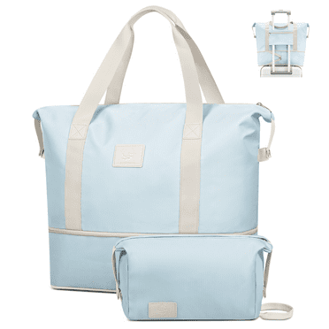 Expandable Travel Duffle Bag with Toiletry Bag, Weekender Bag Carry on Overnight Bag with Wet Pocket for Women Men, Business Trips Sports Gym Bag Hospital Mom Tote Bag for Labor and Delivery, Blue