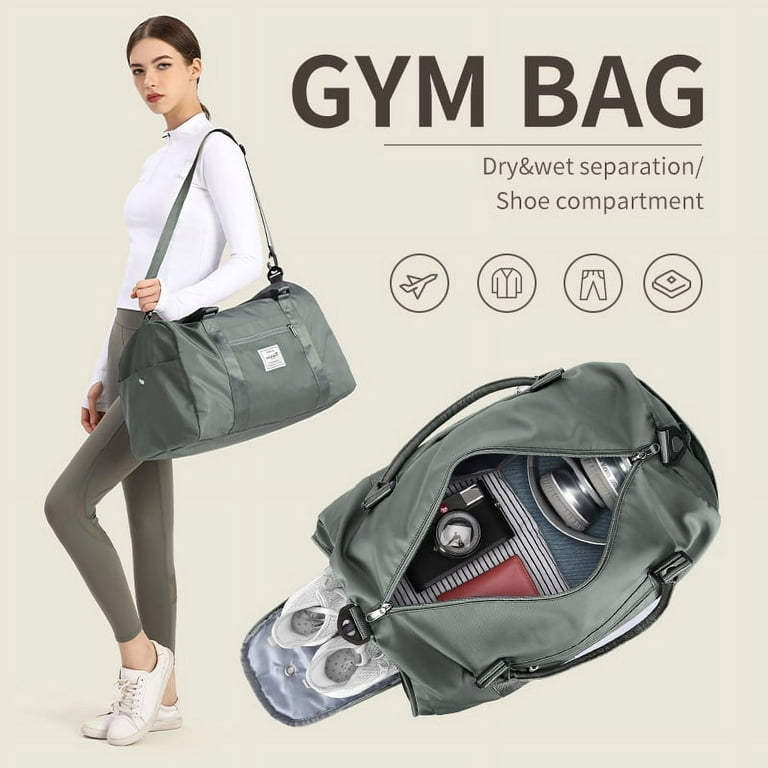 Gym Bag Womens Mens with Shoes Compartment and Wet Pocket,Travel