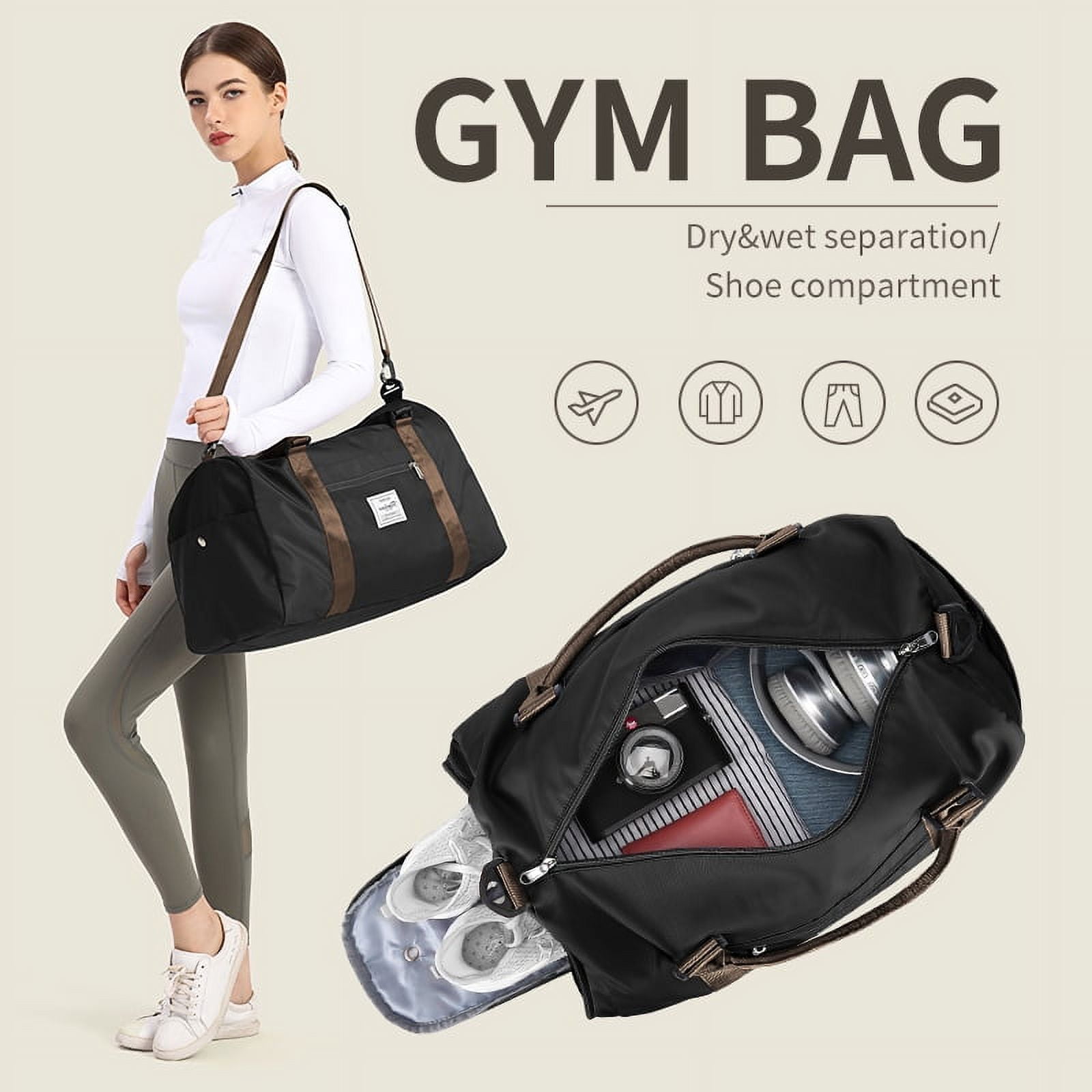 Gym Bag Womens Mens with Shoes Compartment and Wet Pocket,Travel Duffel ...