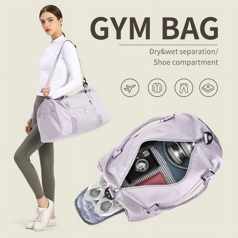 Gym Bag Womens Mens with Shoes Compartment and Wet Pocket,Travel Duffel Bag  for Women for Plane,Sport Gym Tote Bags Swimming Yoga,Waterproof Weekend  Overnight Bag Carry on Bag Hospital Holdalls 
