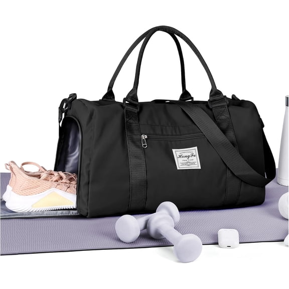 JINGBAO Womens Gym Tote Duffle Bag with Wet Pocket & Shoe Compartment, Sports Duffel Overnight Weekender Hospital Workout Carry on , Ideal for Travel, Swimming,Dance,All Season