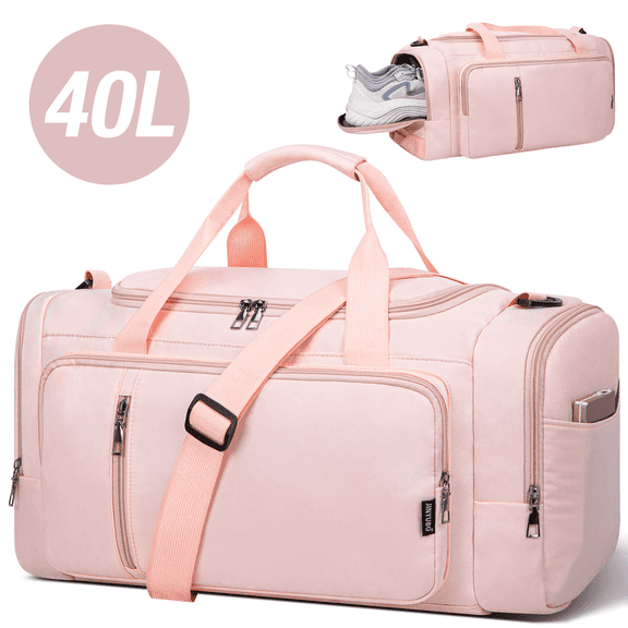 3-IN-1 Duffle Bag for Women and Men, 40L Lightweight Gym Bag for Travel with Shoe Compartment & Wet Pocket, Convertible Travel Bag and Gym Backpack Waterproof Weekender Overnight Bag for Women, Black