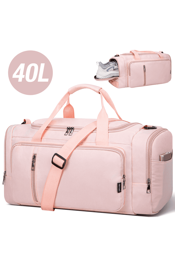 3-IN-1 Duffle Bag for Women and Men, 40L Lightweight Gym Bag for Travel with Shoe Compartment & Wet Pocket, Convertible Travel Bag and Gym Backpack Waterproof Weekender Overnight Bag for Women, Black