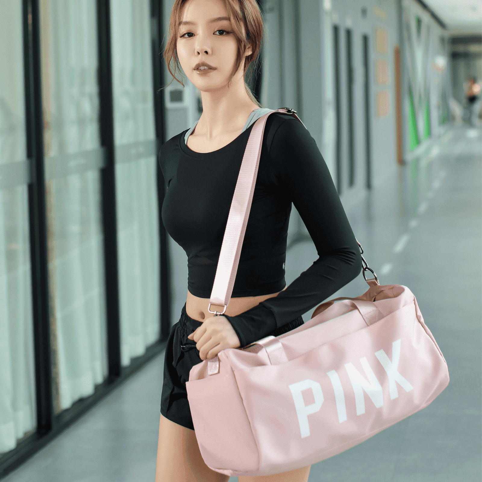Yoga and Sports Gym Bag - Lightweight Nylon - Pink main image 1