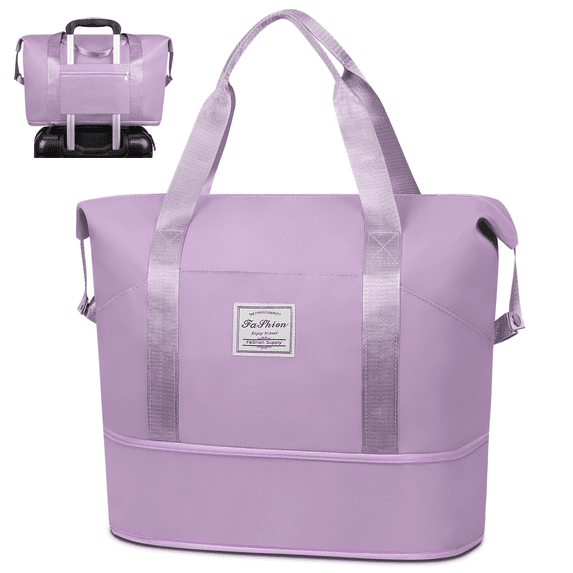 Expandable Travel Duffle Bag, Weekender Bag Carry on Overnight Bag with Wet Pocket for Women Men, 35L Foldable Personal Item Bag Sports Tote Gym Bag Hospital Mom Tote Bag for Labor and Delivery