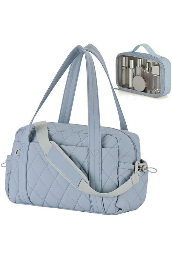 Travel Duffel Bag 2 Pack, Gym Bag with Wet Pocket for Women, Lightweight Carry on Weekender Duffel, Water Resistant - Blue