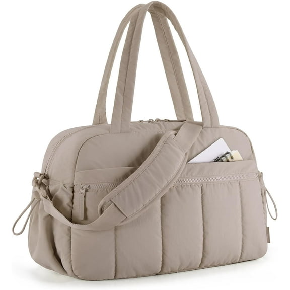 Gym Bag for Women, Duffle Bag for Travel with Wet Pocket, Lightweight Carry on Weekender Duffel, Water Resistant(Khaki)