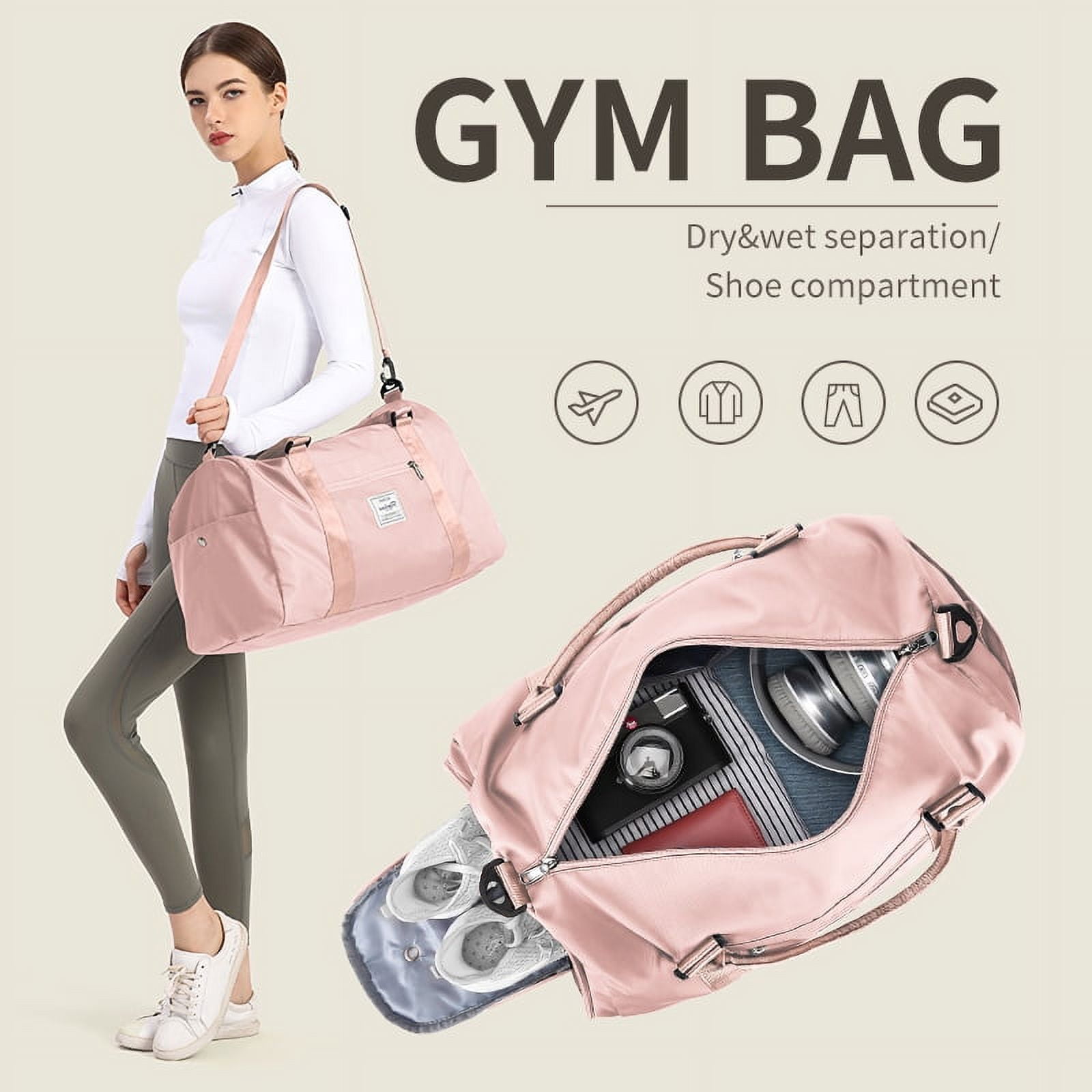 Gym Bag for Women Men, Travel Tote Bag Sport Gym Duffle Bag with Shoe Compartment & Wet Pocket