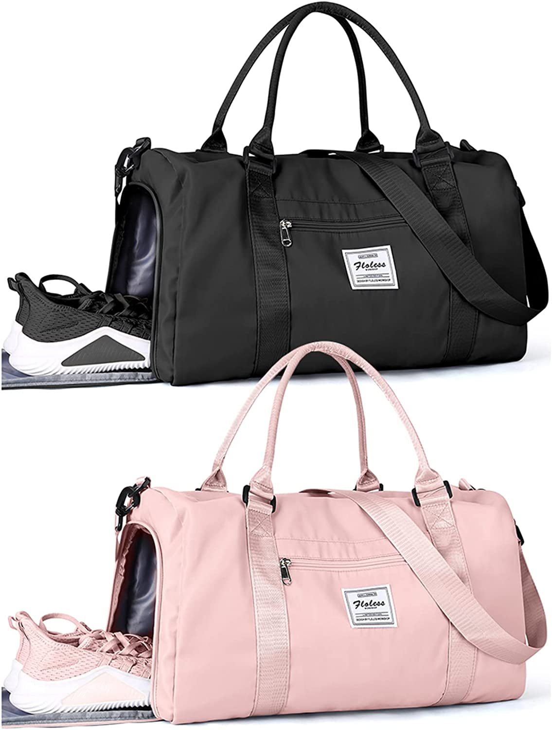 Gym Bag Sports Duffle Bag with Wet Pocket Weekender Overnight Bag with  Waterproof Shoe Pouch and Air Hole for Women Girls Travel Foldable Bag