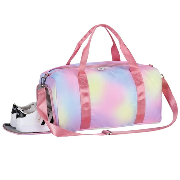 Gym Bag for Women, Sport Duffle Bag with Shoe Compartment & Wet Pocket, Weekender Overnight Bag Compartment for Women Girls Travel, Gym, Yoga, School