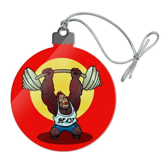 Gym Beast Lifting Weights Weightlifting Strength Training Acrylic Christmas Tree Holiday Ornament