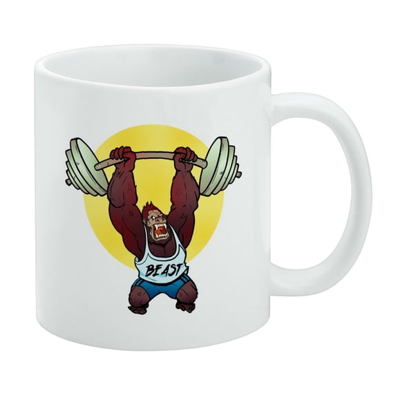 Gym Beast Lifting Weights Weightlifting Strength Training White Mug