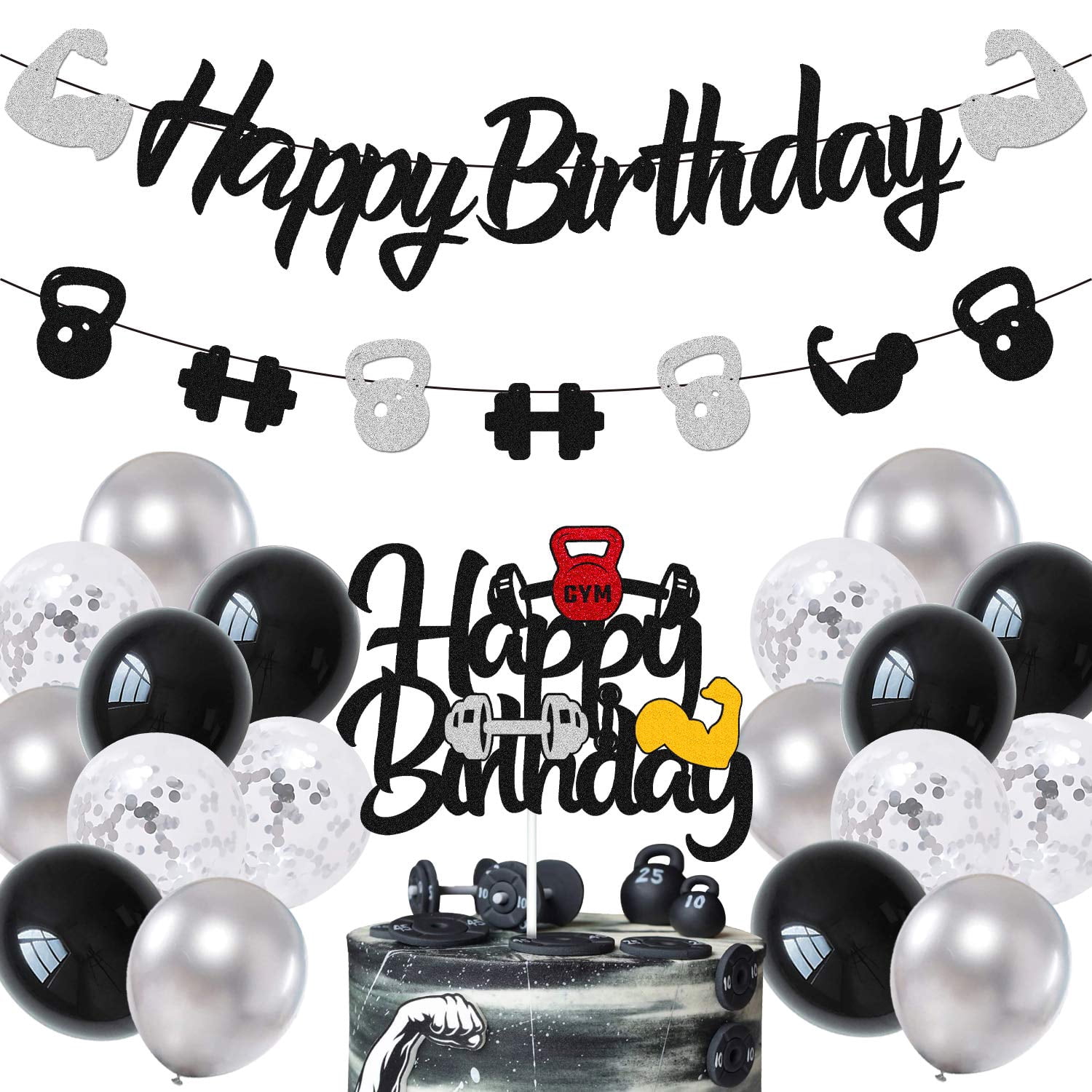 Fitness Birthday Cake Decoration | Weightlifting Men Strong Cake Topper, Handmade Flash Card - View #13