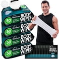 thumbnail image 1 of After Gym Body Wipes for Men (4pk) - 200 XL No Rinse Shower + 16 Travel Bath Sheets 10 x 11.5" Mens Deodorant Disposable Washcloths Bathing, Camping Essentials, Survival Gear and Supplies, 1 of 5