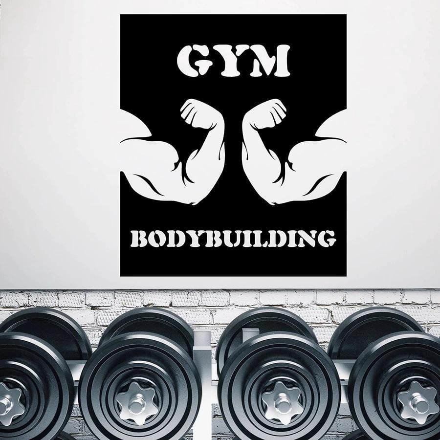 Gym Bodybuilding Wall Sticker Biceps Sport Logo Fitness Club Interior ...