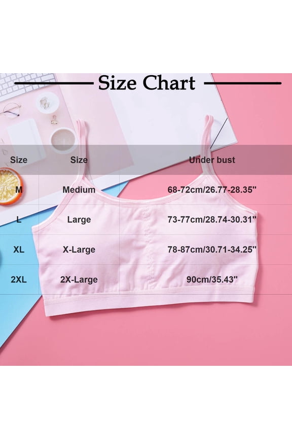 Gym Bras for Girl Workout New Girls' Bra Wirefree Developmental Stage Student Underwear with Sponge Bulge Points Children's Camisole Style B-37 White XXL