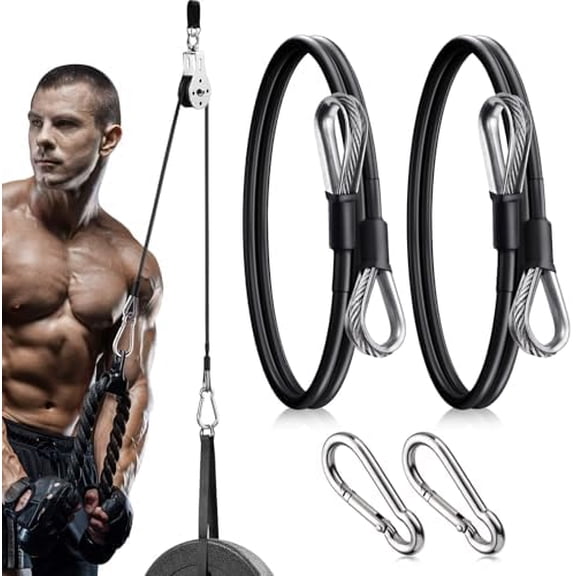 Gym Cable Extension, Fitness Extension Rope Attachment Compatible with Home Gym Accessories Thick 0.2", Replacement Gym Cable Machine Extension for LAT/Tricep Pull Down, Leg Extensions Machine