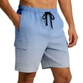thumbnail image 1 of Gym Cargo Shorts Men Gradient Drawstring Casual Straight Leg Outdoor Workout Shorts Men With Pockets, 1 of 5