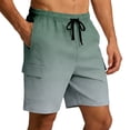 thumbnail image 1 of Gym Cargo Shorts Men Gradient Drawstring Casual Straight Leg Outdoor Workout Shorts Men With Pockets, 1 of 5