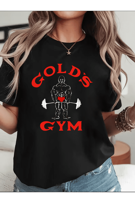 Gym Classic Logo Fitness Workout Graphic Print Fan Tee Graphic Unisex T-Shirt V17024,up to Size 5XL