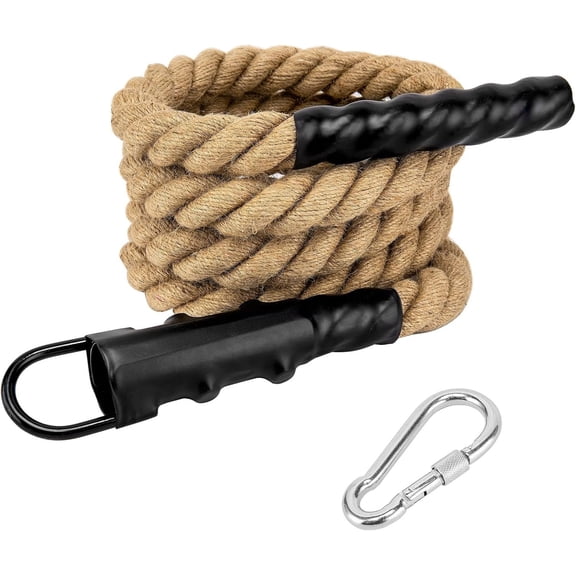 Gym Climbing Rope, Indoor Outdoor Climbing Ropes - Climbing Rope for Adults - 10ft Length, 1.5" Diameter, Climbing Ropes with Hook for Indoor and Outdoor Fitness