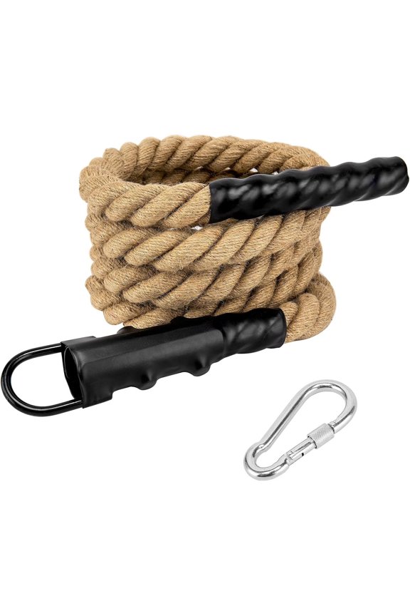 Gym Climbing Rope, Indoor Outdoor Climbing Ropes - Climbing Rope for Adults - 10ft Length, 1.5" Diameter, Climbing Ropes with Hook for Indoor and Outdoor Fitness